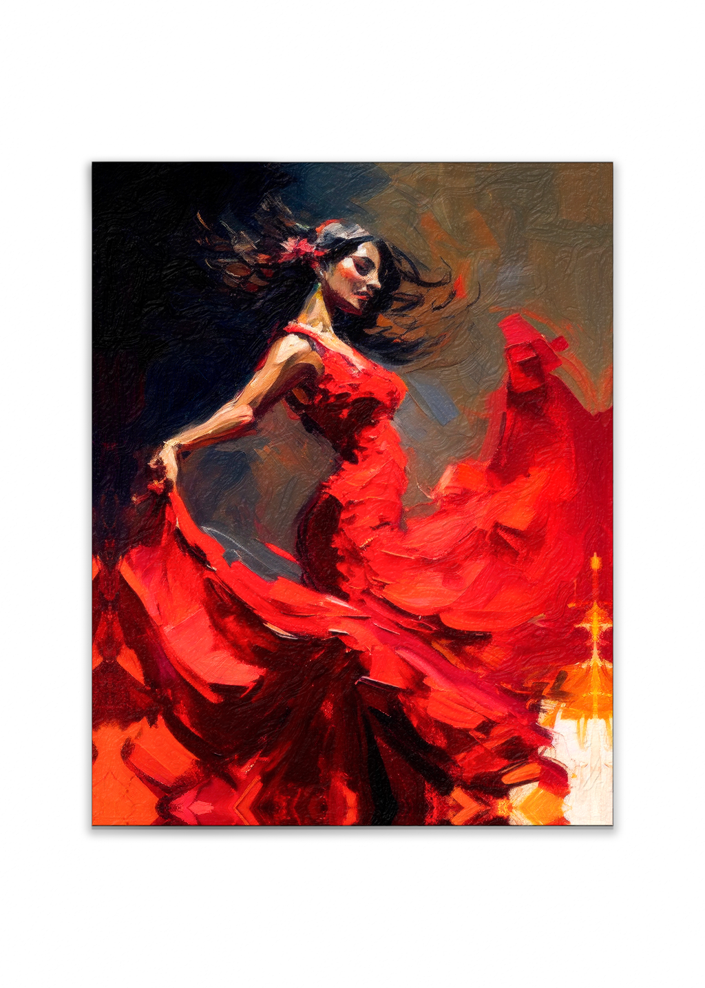 Wall Art-The red dress-Fine Artwork. Gold varnish - Fun store