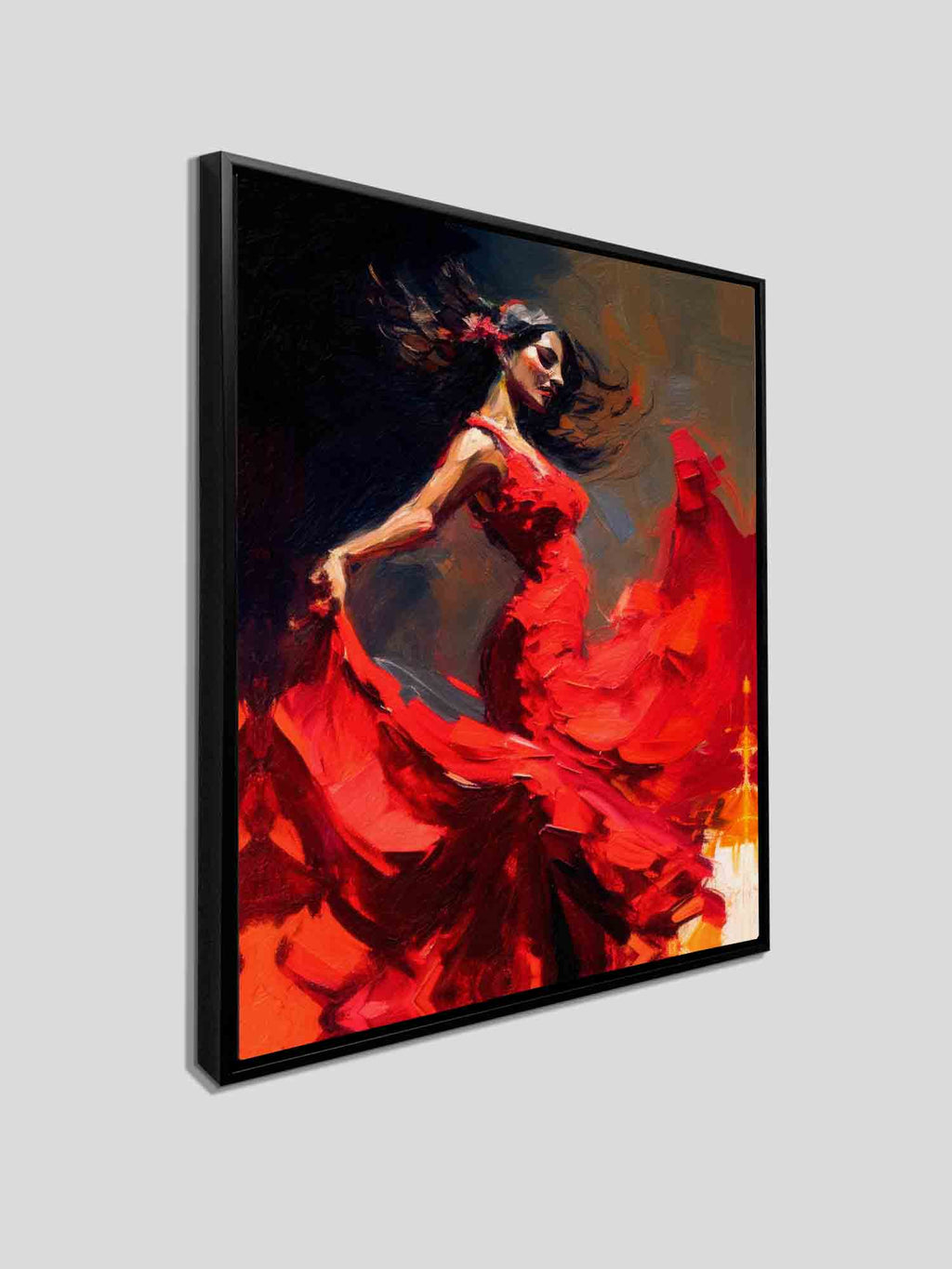 Wall Art-The red dress-Fine Artwork. Gold varnish - Fun store