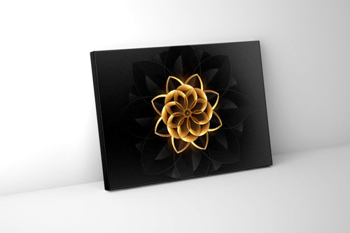 Abstract Flower in Black and Gold- Fine and Modern wall art - Gold varnish
