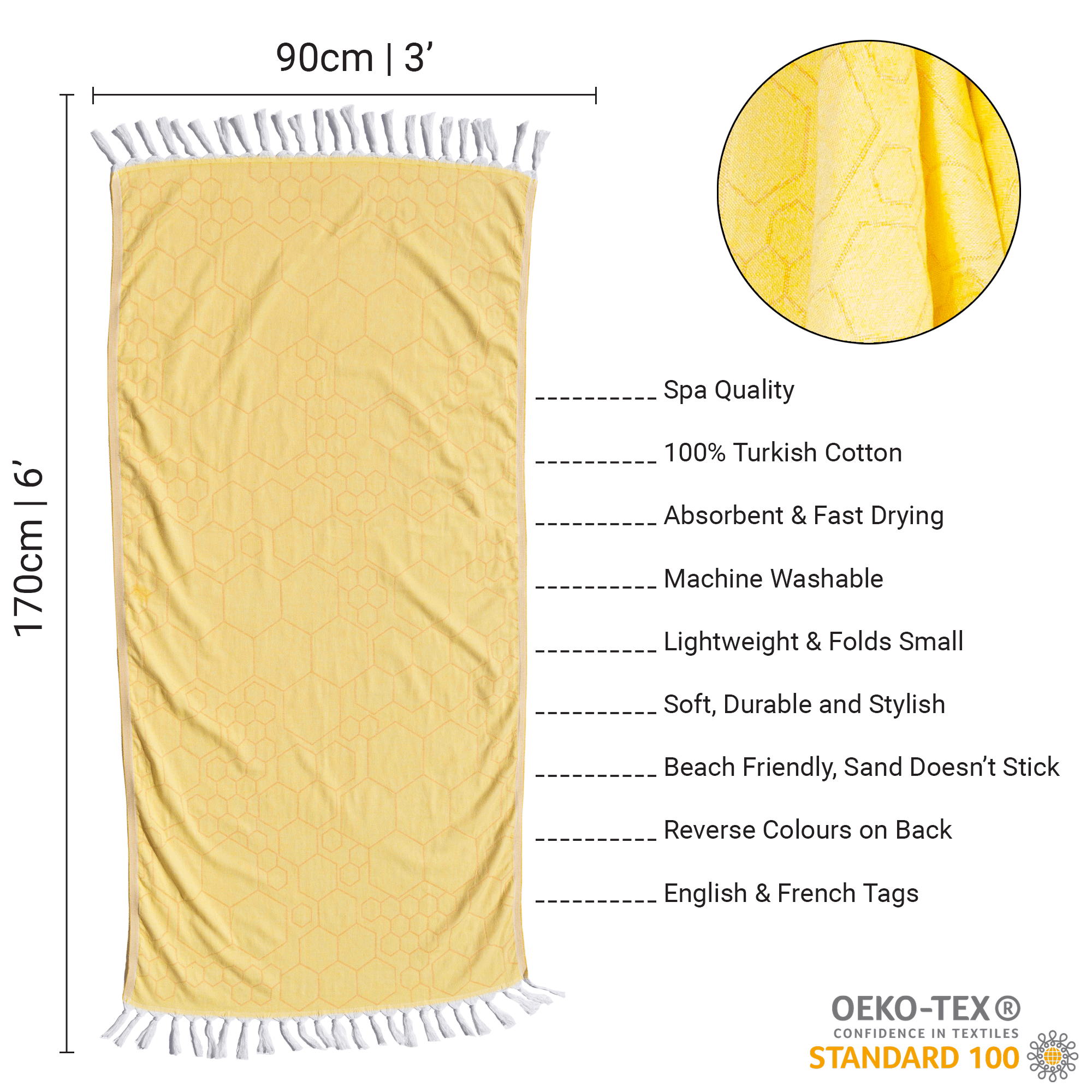 Turkish Towels Canada | Body Towel | Yellow + Orange