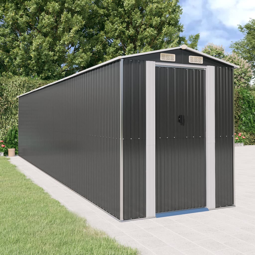 NNEVL Garden Shed Anthracite 192x855x223 cm Galvanised Steel - Fun store