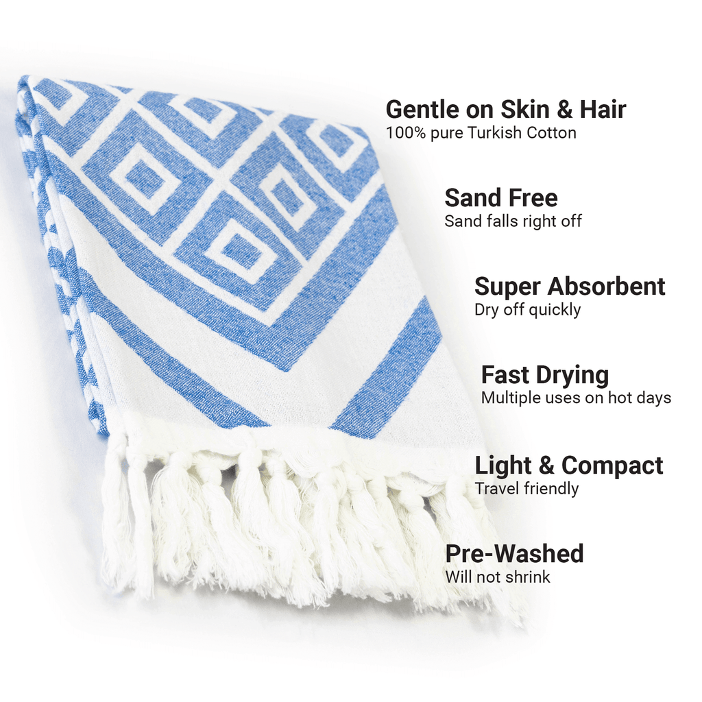 Turkish Towels Canada | Hand Towel | Blue + White - Fun store
