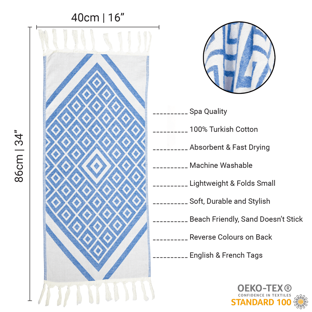 Turkish Towels Canada | Hand Towel | Blue + White - Fun store