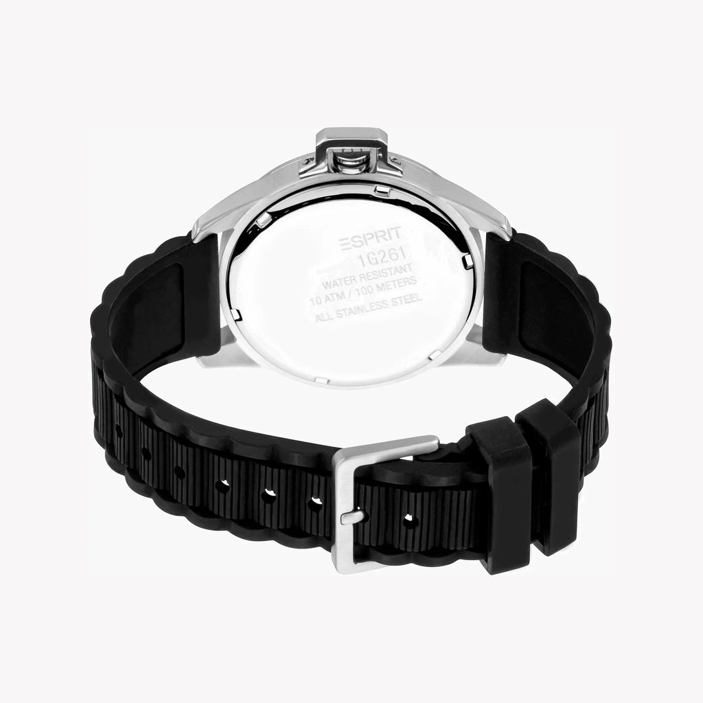 Esprit Men's Silver Dial Watch, Black Rubber Band | Es1g101m0055