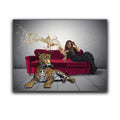 Canvas Print-Leopard and Woman-Wall Art