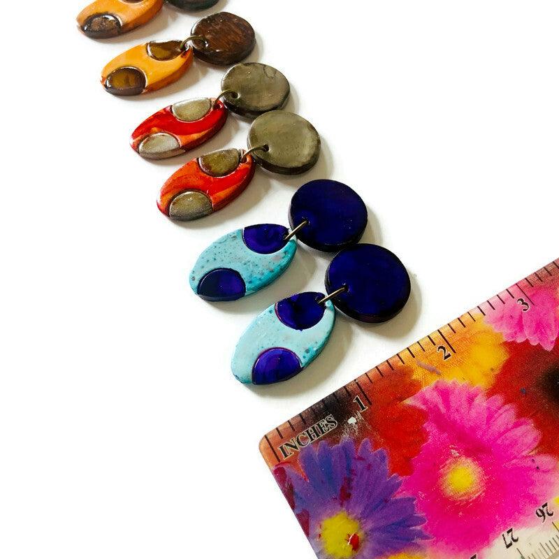 Polka Dot Earrings Post or Clip On Earrings Handmade - Fun store